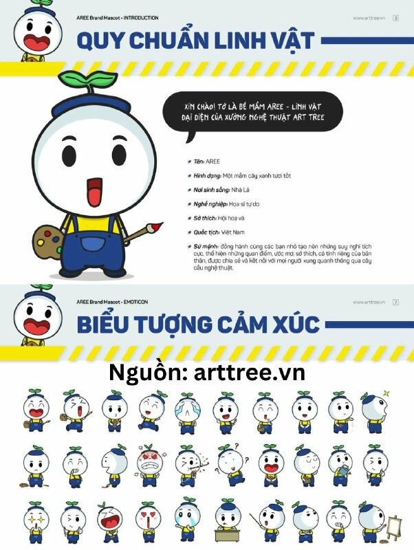 Hashtag chibi cầm tay Bé Mầm AREE linh vật đại diện xưởng nghệ thuật Art Tree - MSN527