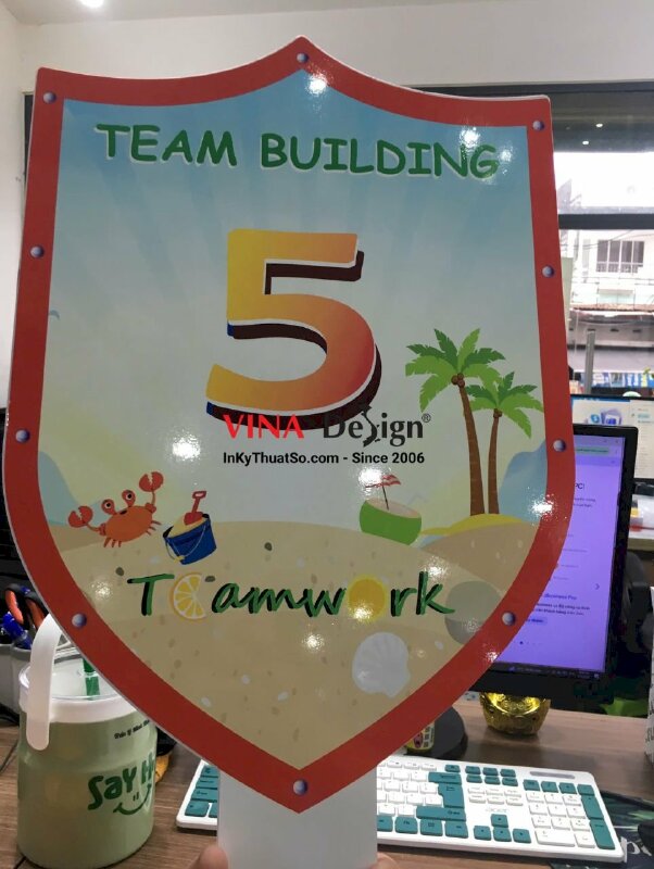 Hashtag cầm tay Team Building hình cái khiên - MSN706